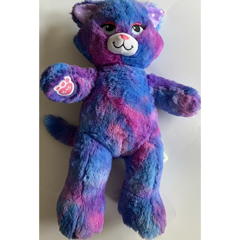 Build a Bear Stars Glow In The Dark Kitty Cat Purple Blue Starry Plush 17"